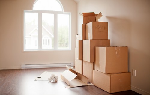 Office furniture and equipment prepared for a local commercial move